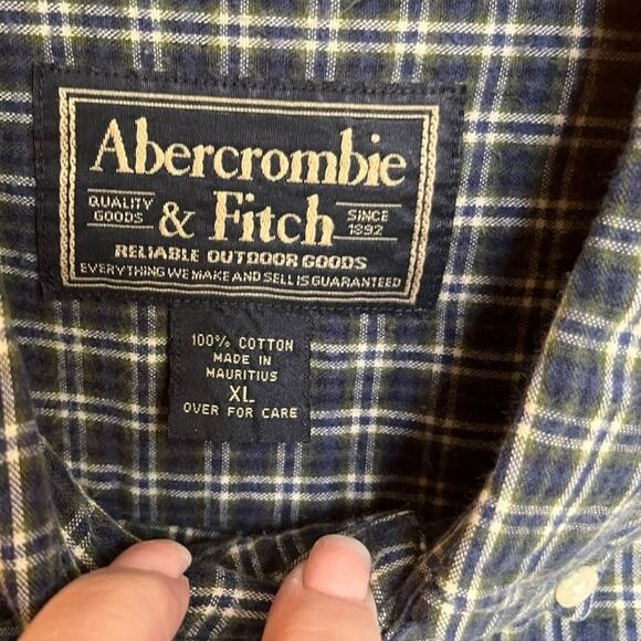 Abercrombie and Fitch Long-sleeved Men’s Plaid Shirt, Green/Yellow/Blue, XL - Picture 4 of 4